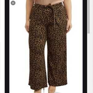 Terra & Sky Plus Size Leopard Print Wide Leg Pant